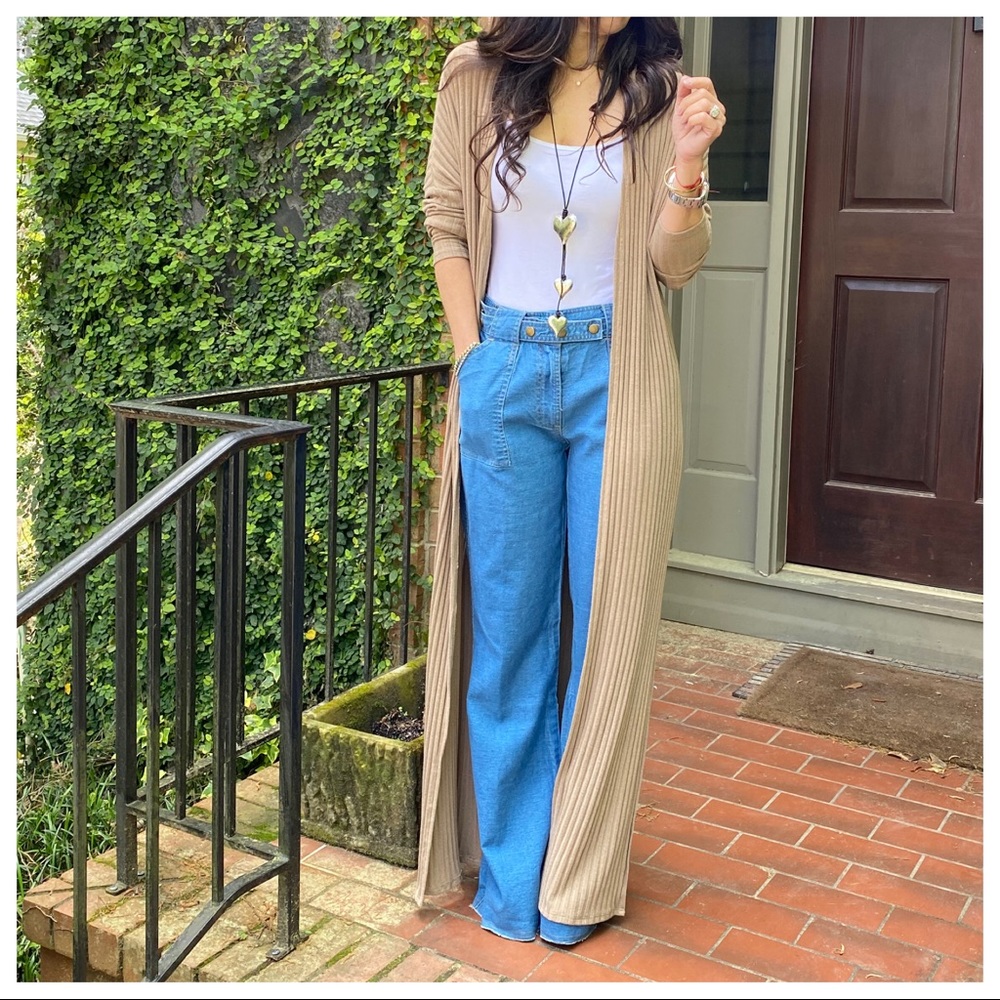 Mocha knit side slit longline duster - Picture 6 of 8